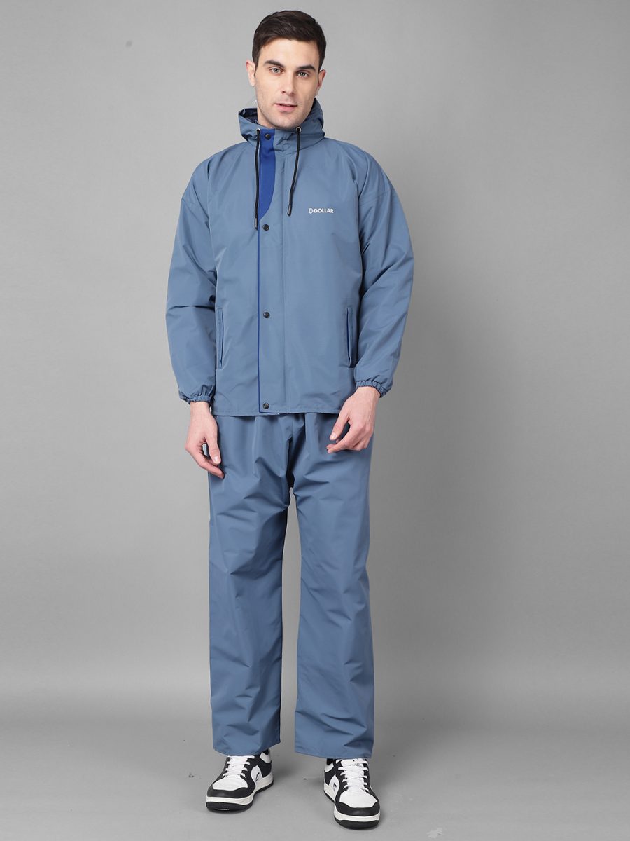 Dollar Rainguard Men's PVC Full Sleeve Solid Reversible Raincoat Set With Adjustable Hood and Pocket