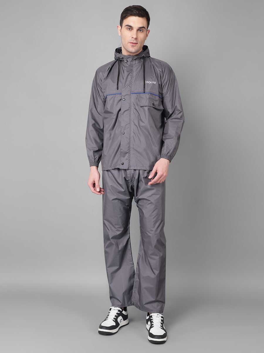 Dollar Rainguard Men's PVC Full Sleeve Solid Raincoat With Adjustable Hood and Pocket