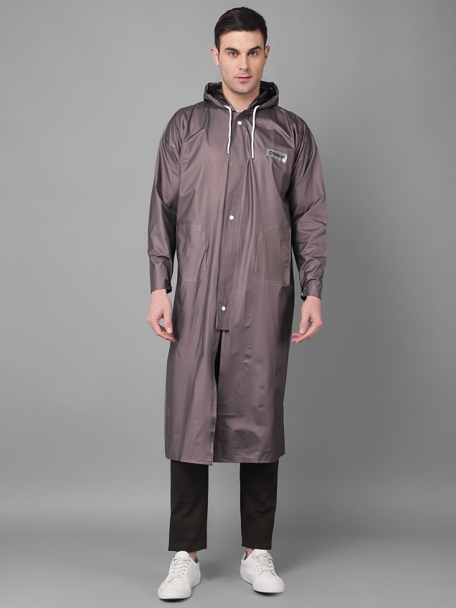 Dollar Rainguard Men's PVC Full Sleeve Solid Raincoat With Adjustable Hood and Pocket