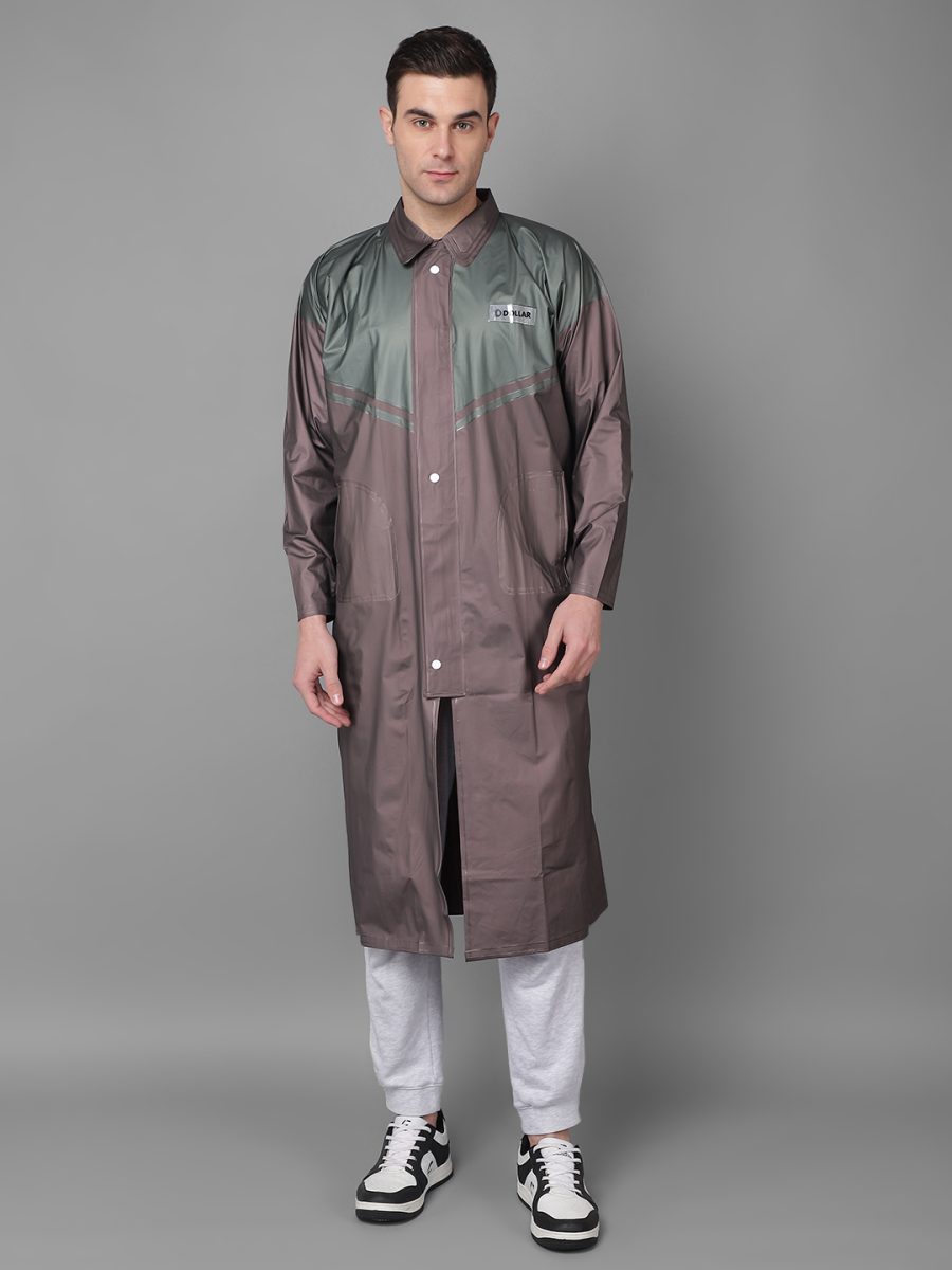 Dollar Rainguard Men's PVC Full Sleeve Solid Raincoat With Adjustable Hood and Pocket