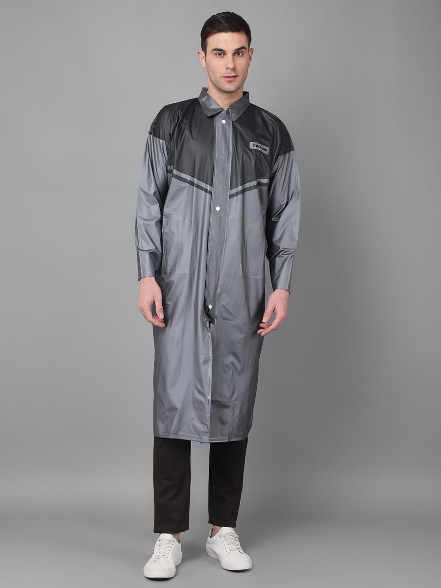 Dollar Rainguard Men's PVC Full Sleeve Solid Raincoat With Adjustable Hood and Pocket