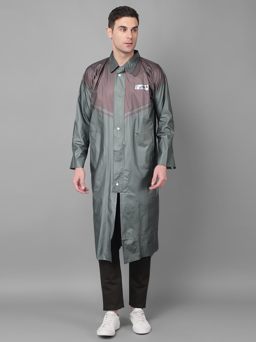 Dollar Rainguard Men's PVC Full Sleeve Solid Raincoat With Adjustable Hood and Pocket