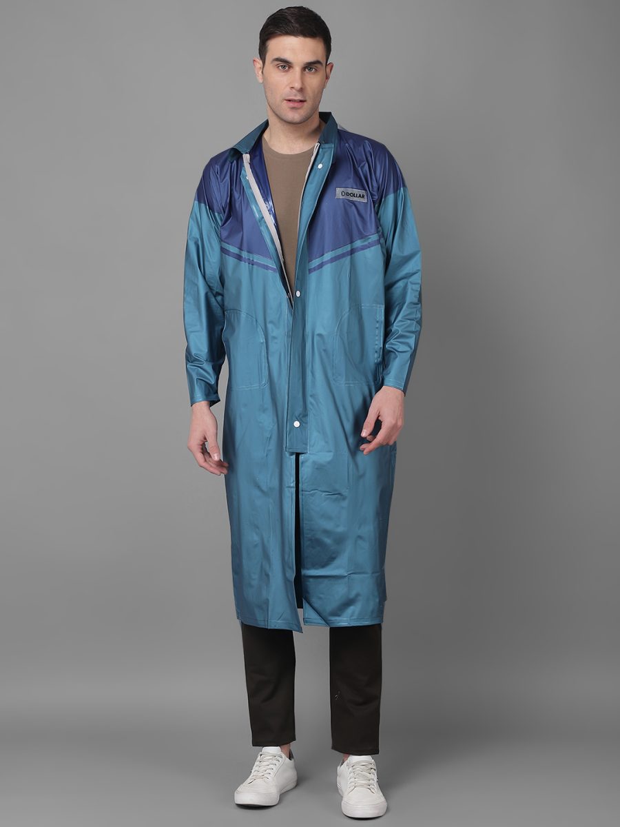 Dollar Rainguard Men's PVC Full Sleeve Solid Raincoat With Adjustable Hood and Pocket