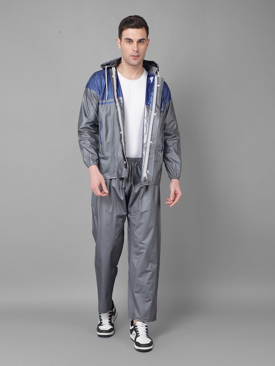 Dollar Rainguard Men's PVC Full Sleeve Solid Raincoat With Adjustable Hood and Pocket