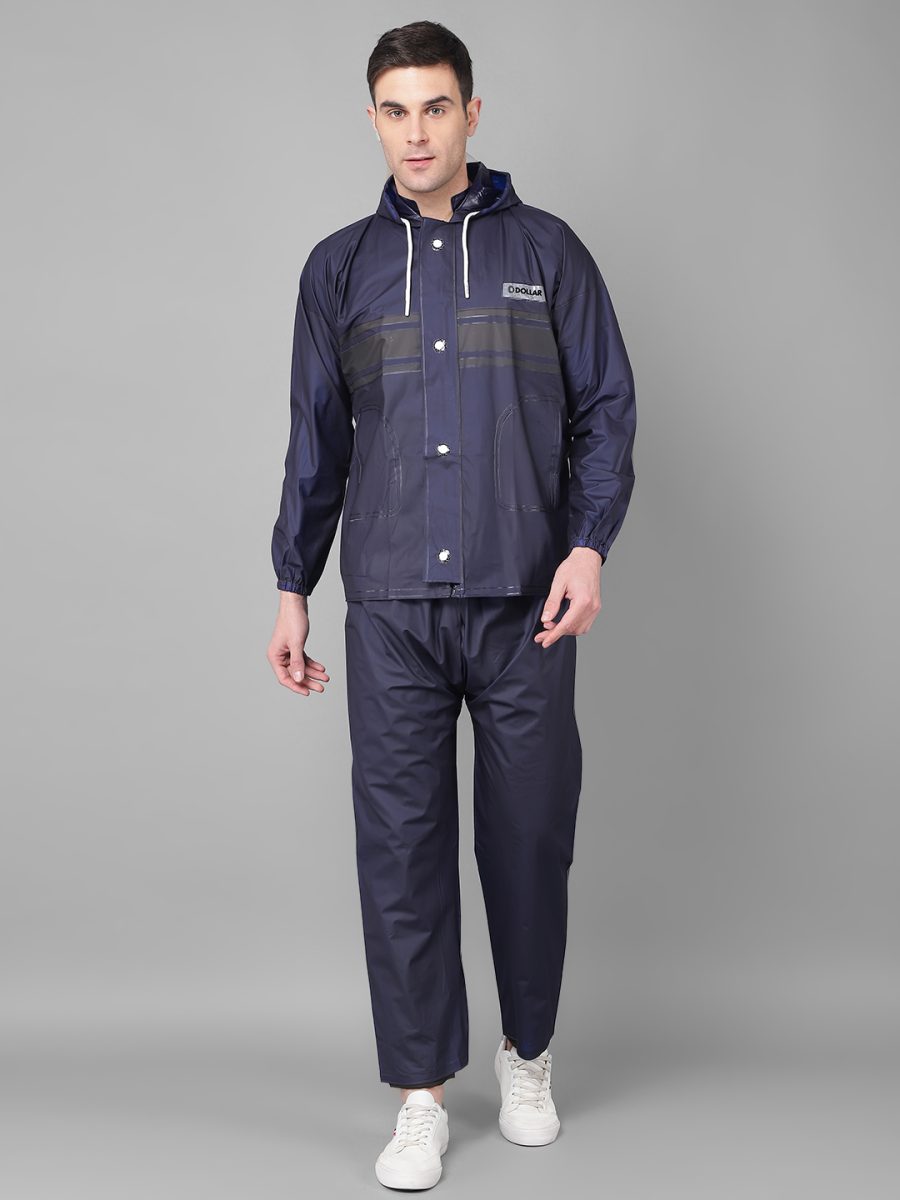 Dollar Rainguard Men's PVC Full Sleeve Solid Raincoat With Adjustable Hood and Pocket