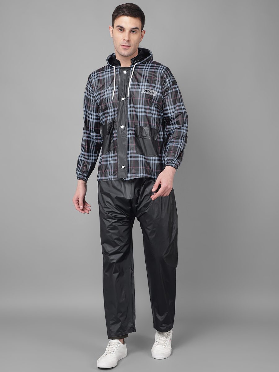 Dollar Rainguard Men's PVC Full Sleeve Printed Raincoat With Adjustable Hood and Pocket