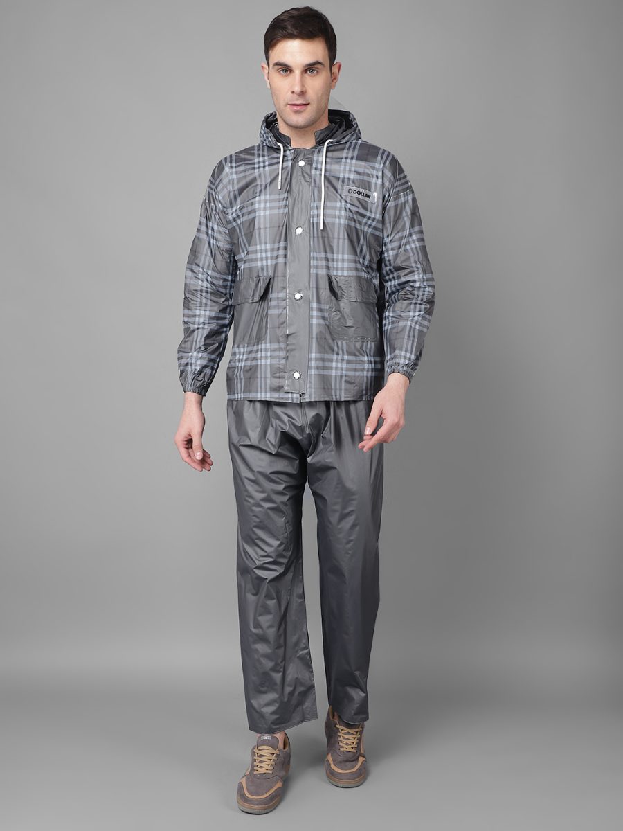 Dollar Rainguard Men's PVC Full Sleeve Printed Raincoat With Adjustable Hood and Pocket