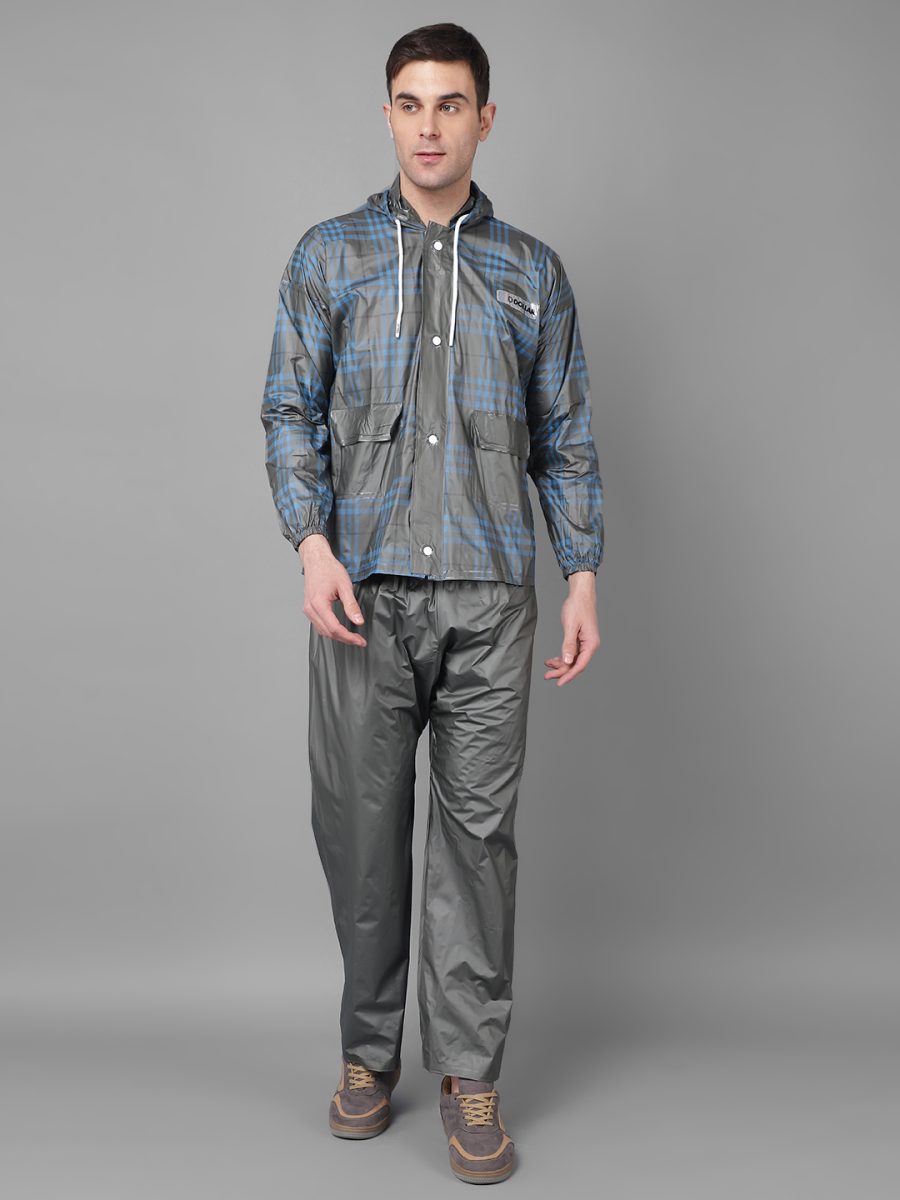 Dollar Rainguard Men's PVC Full Sleeve Printed Raincoat With Adjustable Hood and Pocket