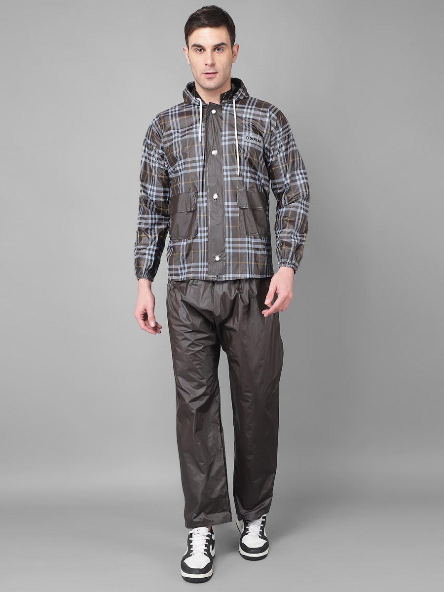 Dollar Rainguard Men's PVC Full Sleeve Printed Raincoat With Adjustable Hood and Pocket