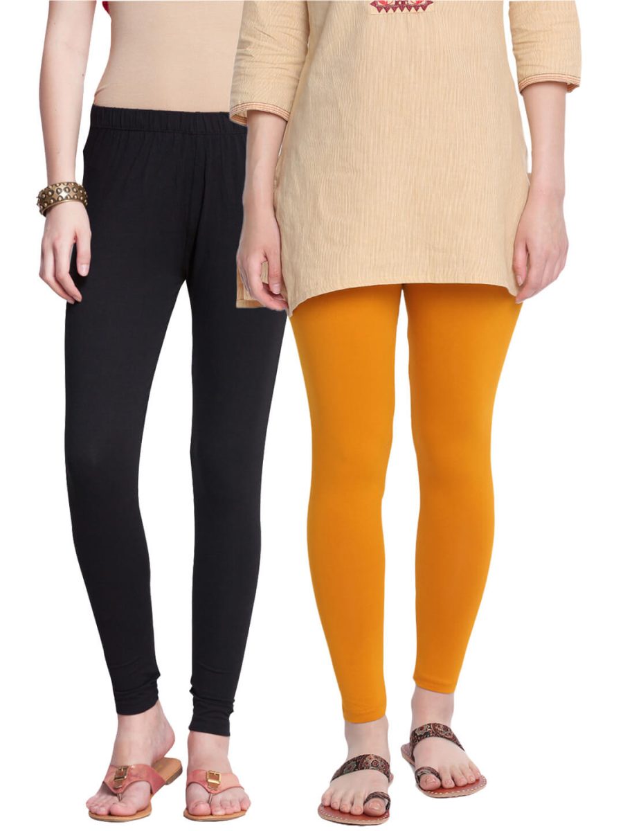 Dollar Missy Women's Pack of 2 Multicolor Slim Fit Ankle Length Leggings