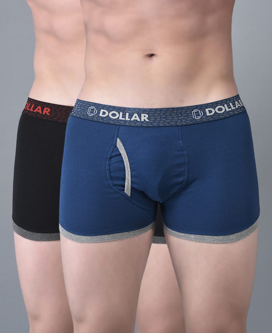 Dollar Bigboss Men's Pack of 2 Solid Combed Cotton Trunk With Contoured Pouch Support