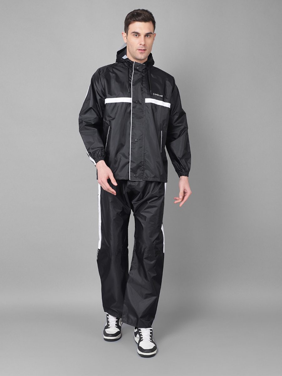 Dollar Rainguard Men's PVC Full Sleeve Sporty Look Raincoat Set With Adjustable Hood and Pocket