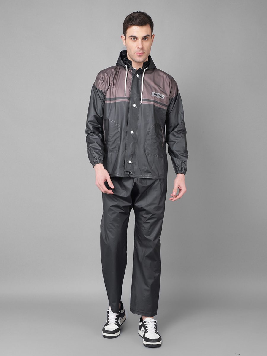 Dollar Rainguard Men's PVC Full Sleeve Solid Raincoat With Adjustable Hood and Pocket