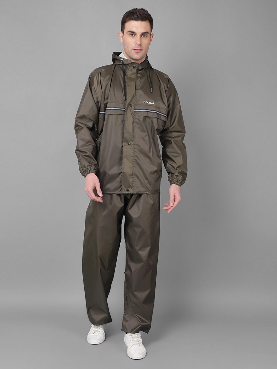 Dollar Rainguard Men's PVC Full Sleeve Solid Raincoat With Adjustable Hood and Pocket