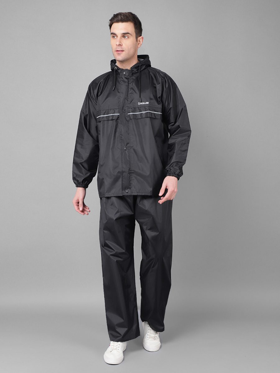 Dollar Rainguard Men's PVC Full Sleeve Solid Raincoat With Adjustable Hood and Pocket