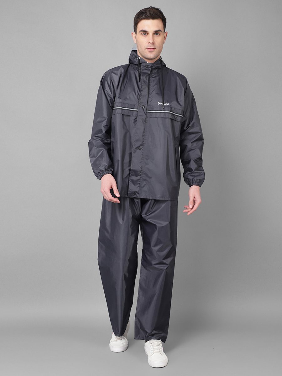 Dollar Rainguard Men's PVC Full Sleeve Solid Raincoat With Adjustable Hood and Pocket