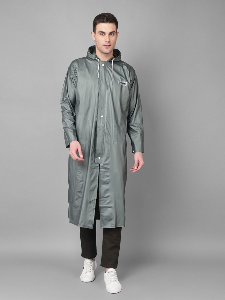 Dollar Rainguard Men's PVC Full Sleeve Solid Raincoat With Adjustable Hood and Pocket