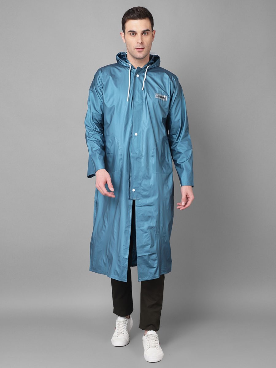 Dollar Rainguard Men's PVC Full Sleeve Solid Raincoat With Adjustable Hood and Pocket