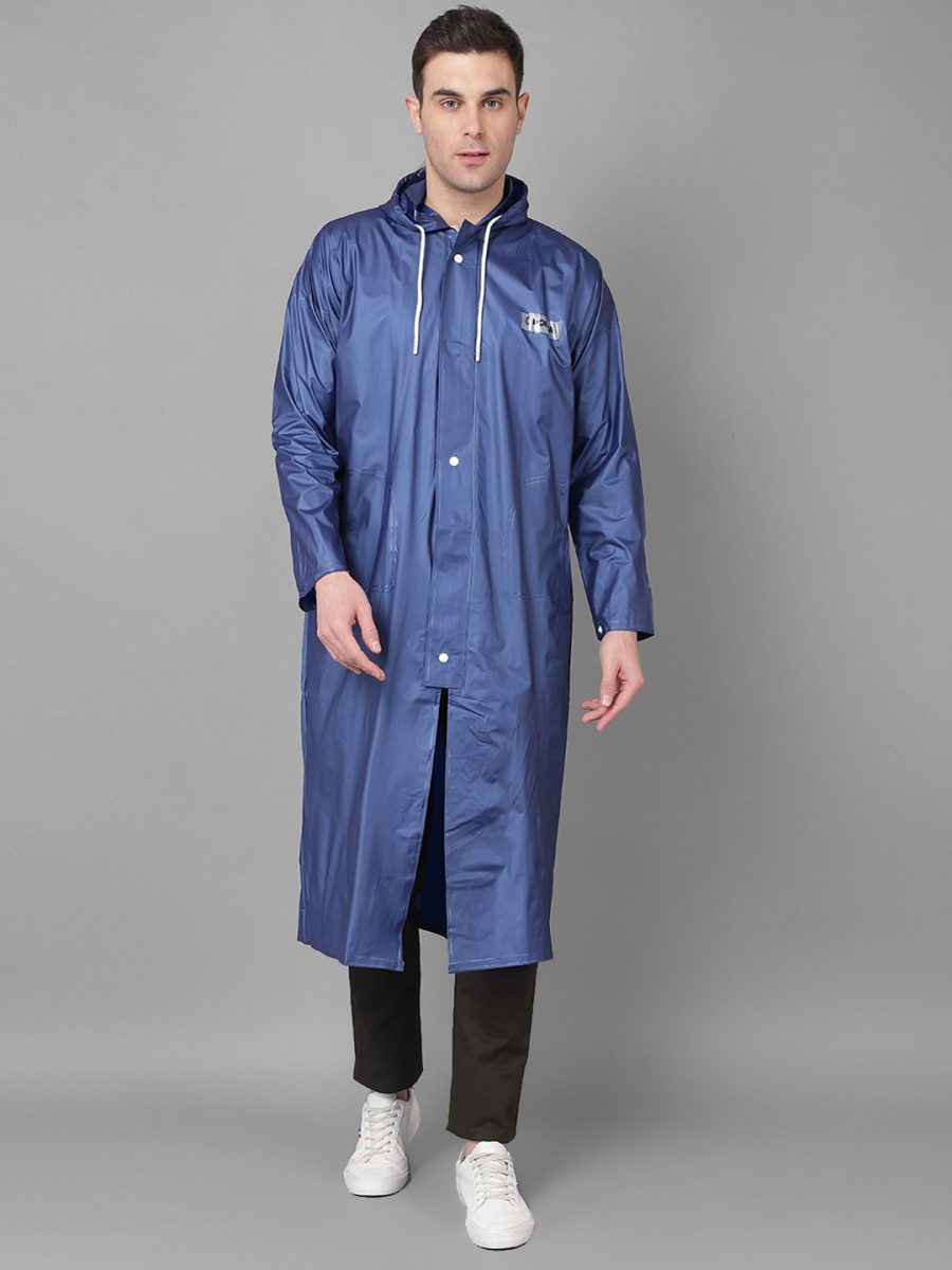 Dollar Rainguard Men's PVC Full Sleeve Solid Raincoat With Adjustable Hood and Pocket