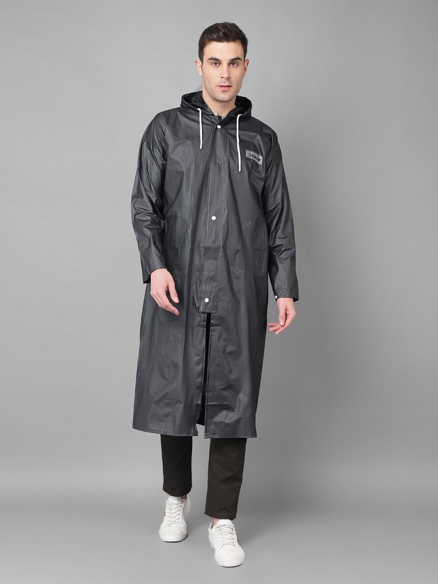 Dollar Rainguard Men's PVC Full Sleeve Solid Raincoat With Adjustable Hood and Pocket