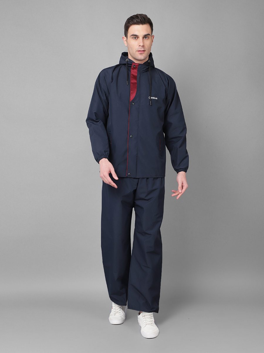 Dollar Rainguard Men's PVC Full Sleeve Solid Reversible Raincoat Set With Adjustable Hood and Pocket