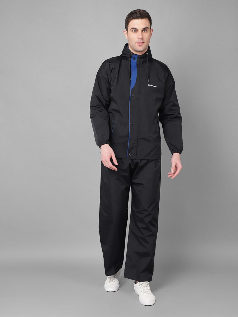 Dollar Rainguard Men's PVC Full Sleeve Solid Reversible Raincoat Set With Adjustable Hood and Pocket