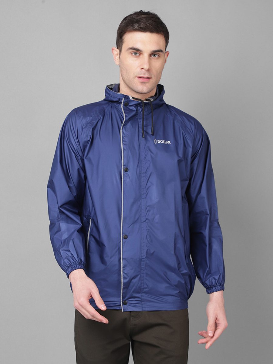 Dollar Rainguard Men's PVC Full Sleeve Solid Rain Jacket With Adjustable Hood and Pocket
