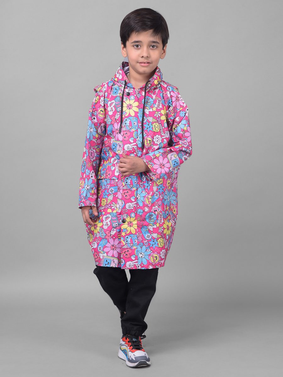Dollar Rainguard Kid's PVC Full Sleeve Solid Raincoat With Adjustable Hood and Pocket