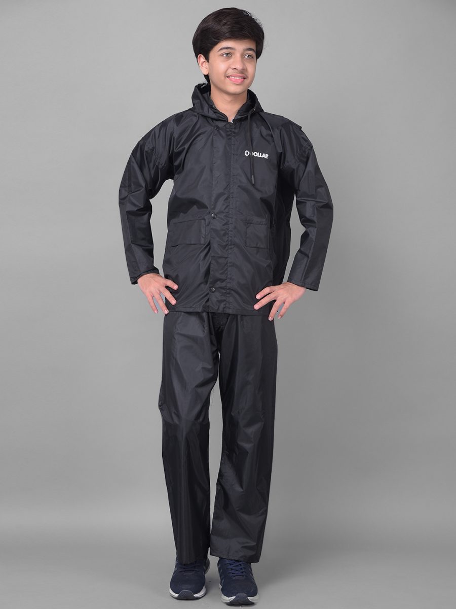 Dollar Rainguard Kid's PVC Full Sleeve Solid Raincoat With Adjustable Hood and Pocket