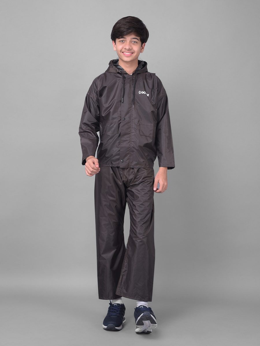 Dollar Rainguard Kid's PVC Full Sleeve Solid Raincoat With Adjustable Hood and Pocket