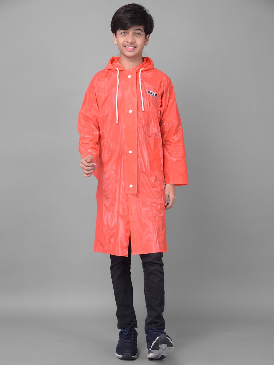 Dollar Rainguard Kid's PVC Full Sleeve Solid Raincoat With Adjustable Hood and Pocket