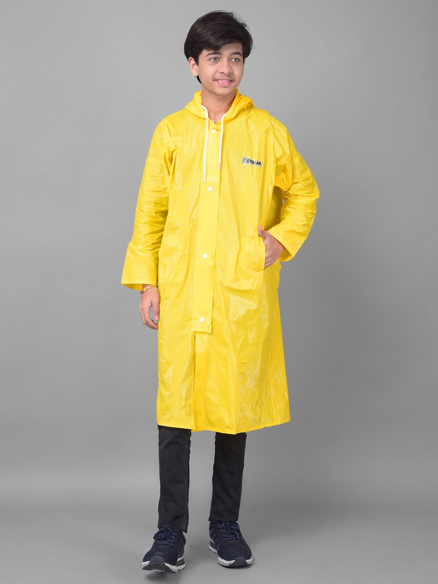 Dollar Rainguard Kid's PVC Full Sleeve Solid Raincoat With Adjustable Hood and Pocket