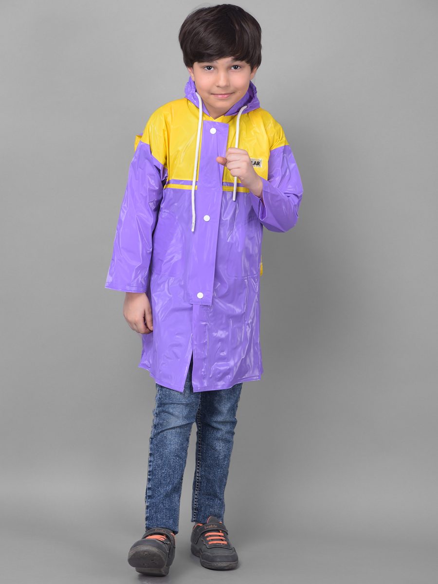 Dollar Rainguard Kid's PVC Full Sleeve Solid Raincoat With Adjustable Hood and Pocket