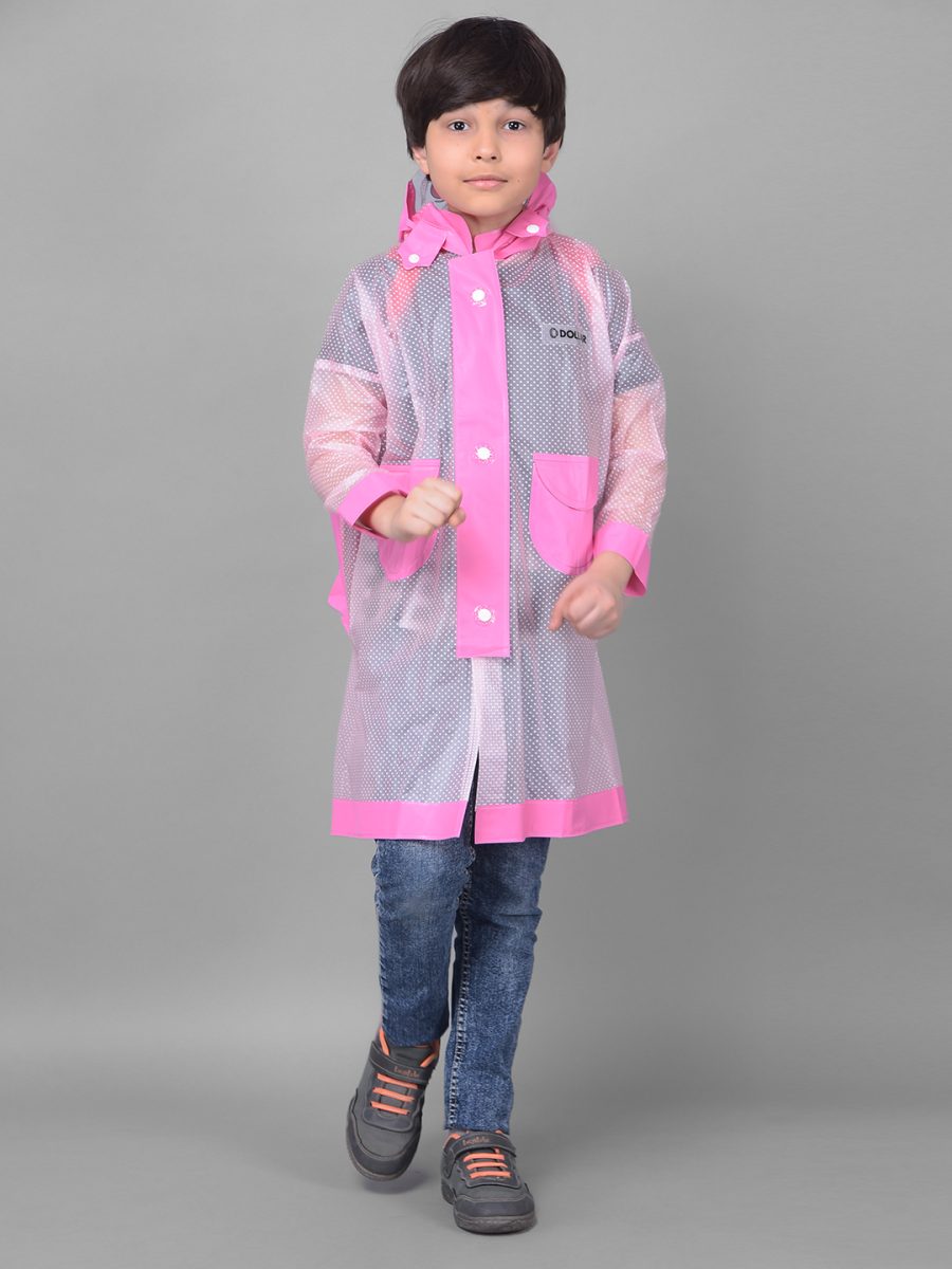 Dollar Rainguard Kid's PVC Full Sleeve Solid Raincoat With Adjustable Hood and Pocket