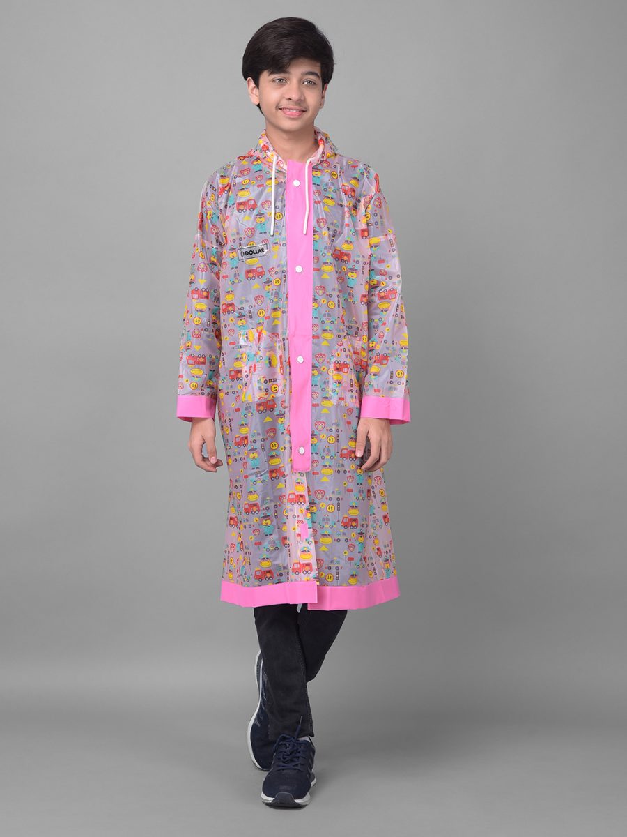 Dollar Rainguard Kid's PVC Full Sleeve Solid Raincoat With Adjustable Hood and Pocket