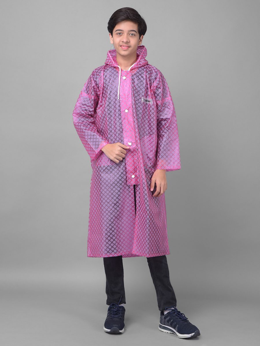 Dollar Rainguard Kid's PVC Full Sleeve Solid Raincoat With Adjustable Hood and Pocket