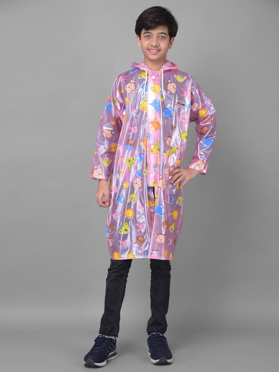 Dollar Rainguard Kid's PVC Full Sleeve Solid Raincoat With Adjustable Hood and Pocket