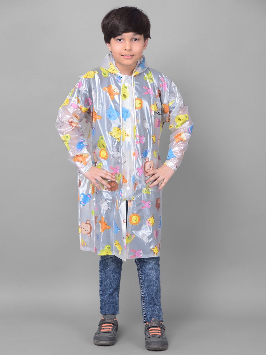 Dollar Rainguard Kid's PVC Full Sleeve Solid Raincoat With Adjustable Hood and Pocket
