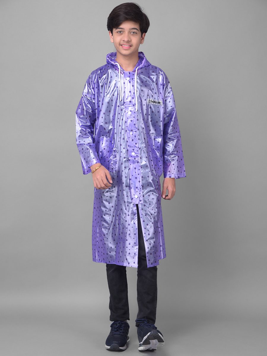 Dollar Rainguard Kid's PVC Full Sleeve Solid Raincoat With Adjustable Hood and Pocket
