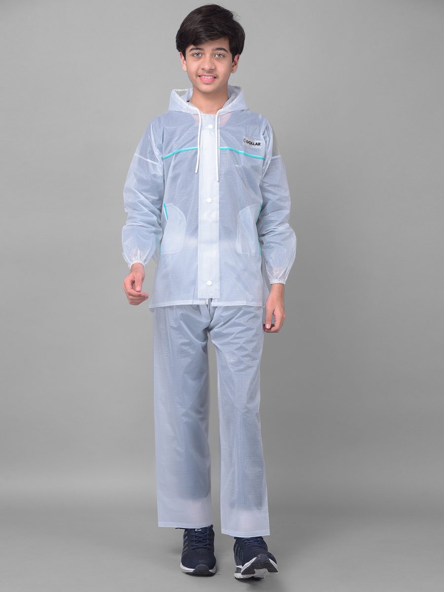 Dollar Rainguard Kid's PVC Full Sleeve Solid Raincoat With Adjustable Hood and Pocket