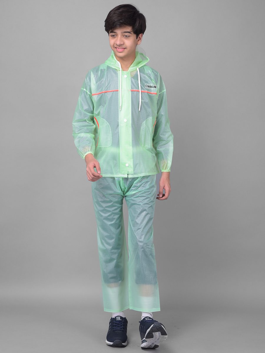 Dollar Rainguard Kid's PVC Full Sleeve Solid Raincoat With Adjustable Hood and Pocket