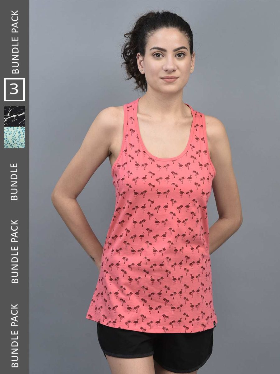 Dollar Women's Printed Premium Cotton Racer Back