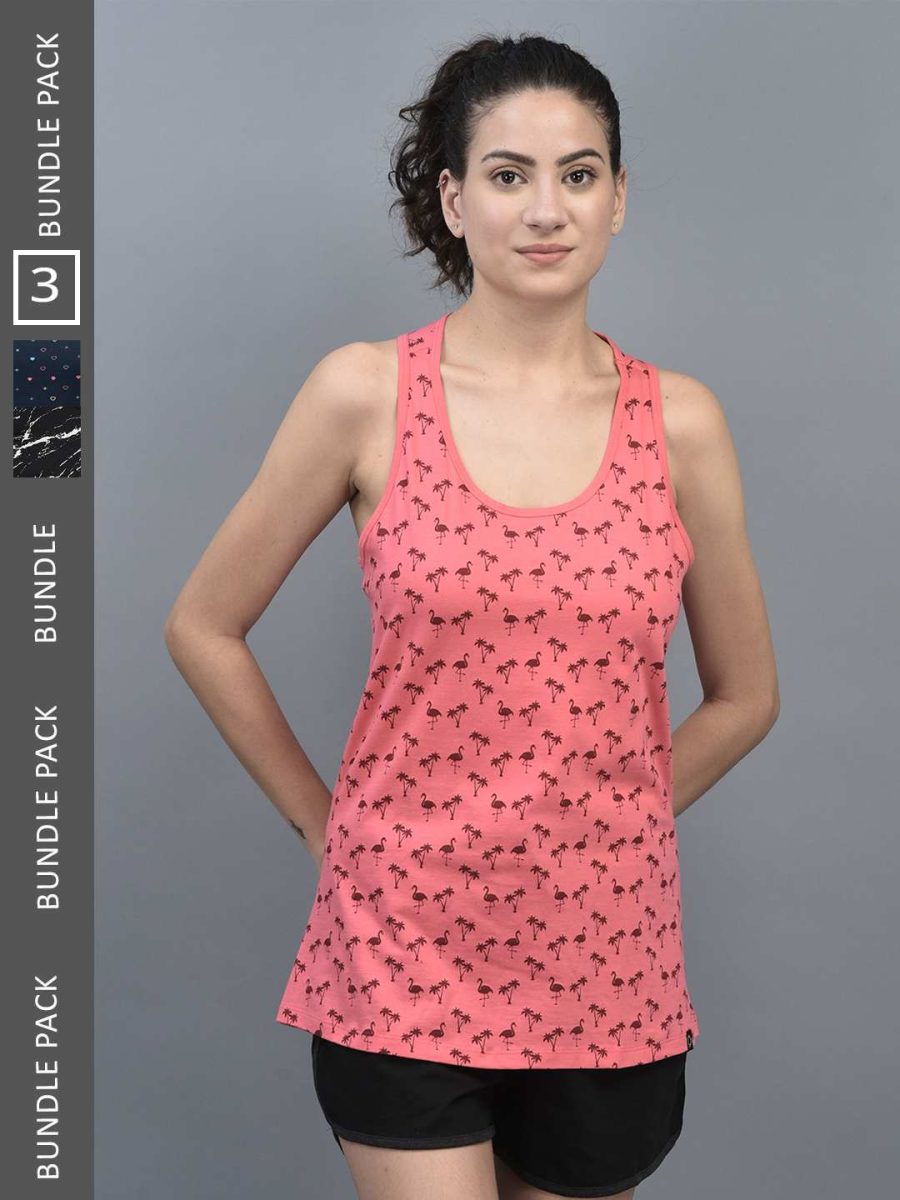 Dollar Women's Printed Premium Cotton Racer Back