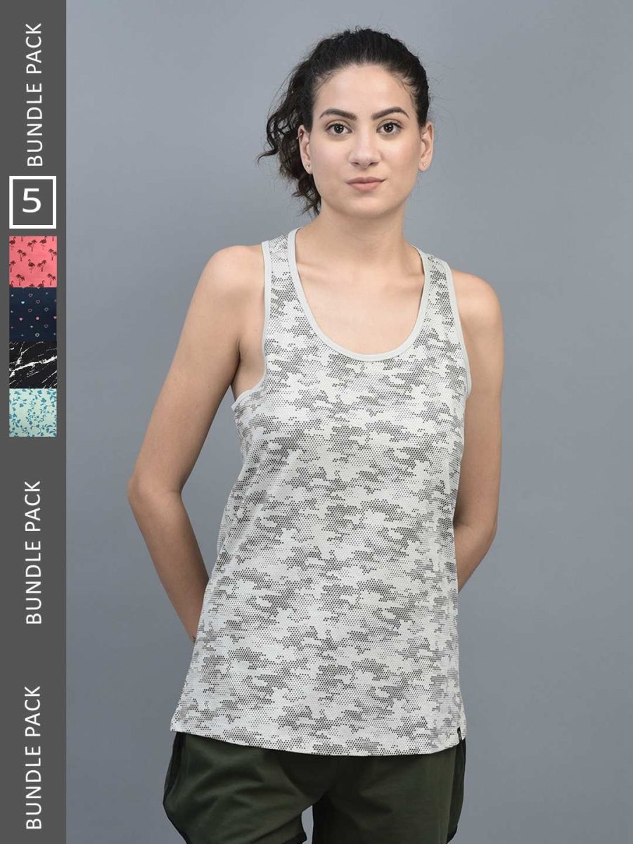 Dollar Women's Printed Premium Cotton Racer Back