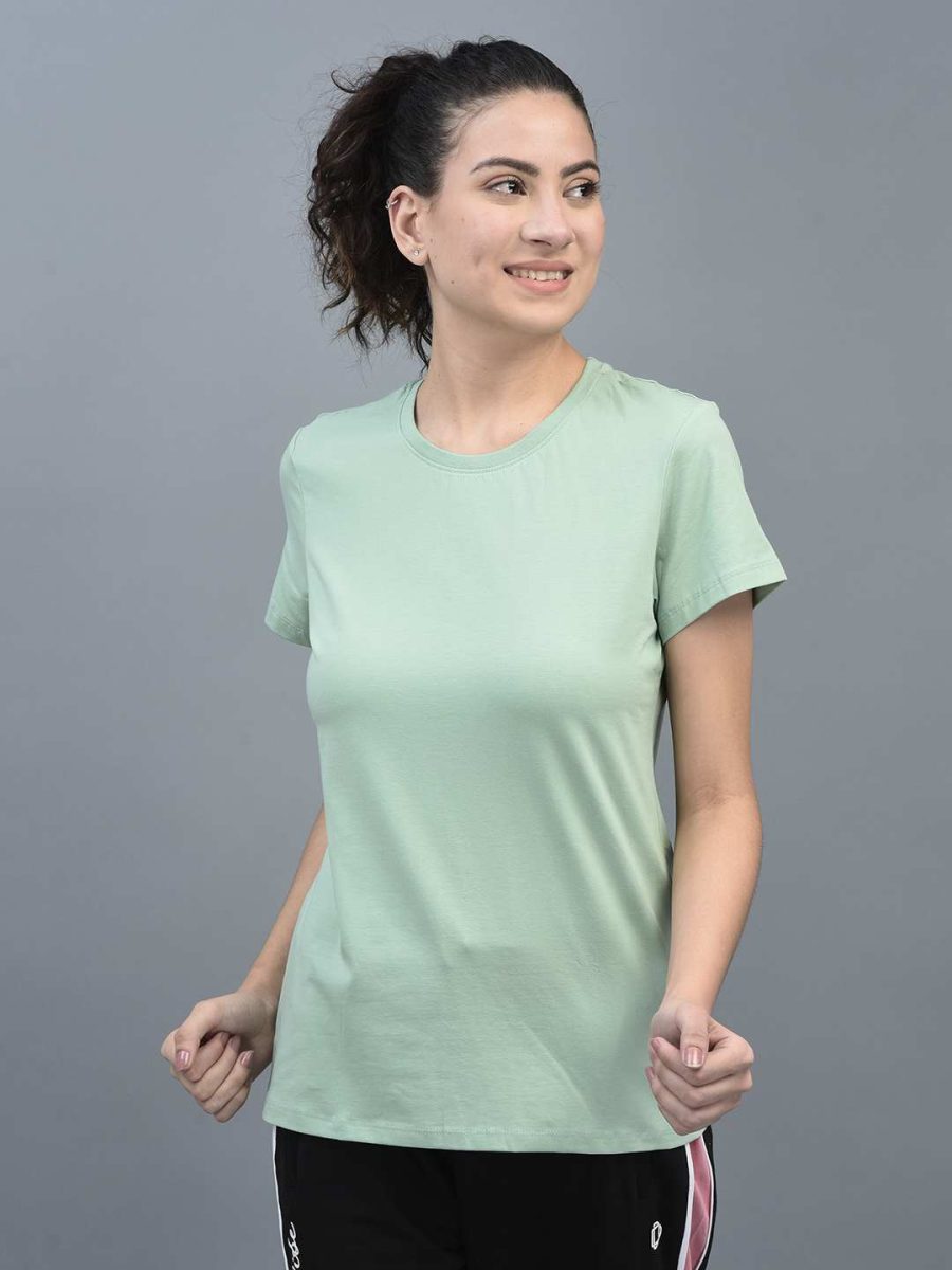 Dollar Women's Solid Stretchable Cotton Round Neck Tshirt