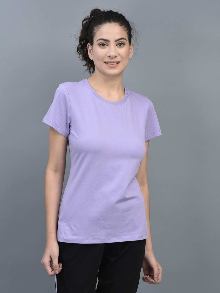 Dollar Women's Solid Stretchable Cotton Round Neck Tshirt
