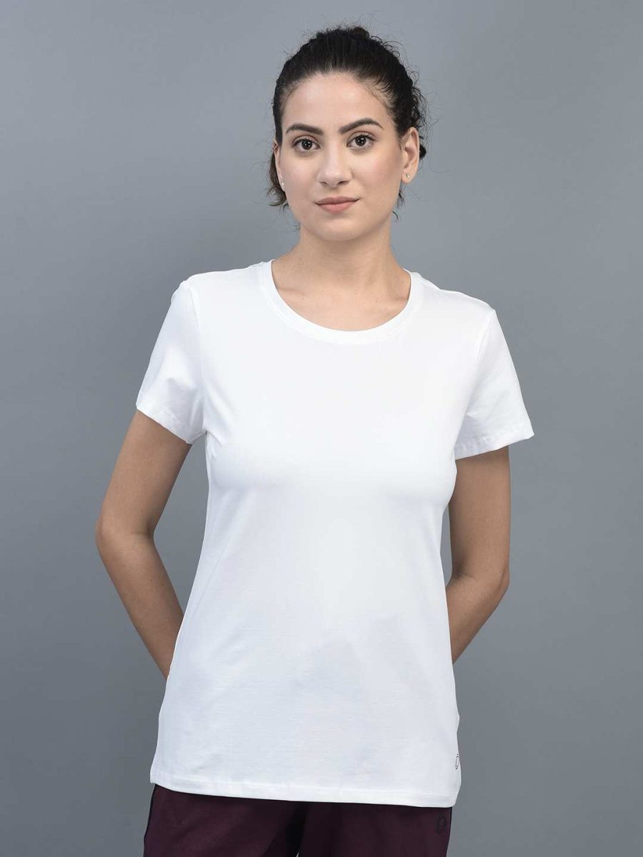 Dollar Women's Solid Stretchable Cotton Round Neck Tshirt