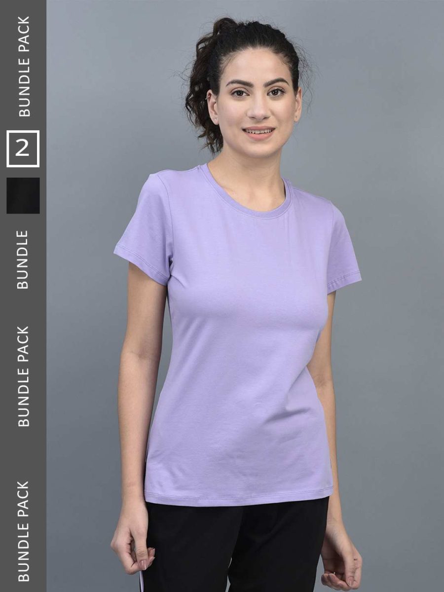 Dollar Women's Solid Stretchable Cotton Round Neck Tshirt