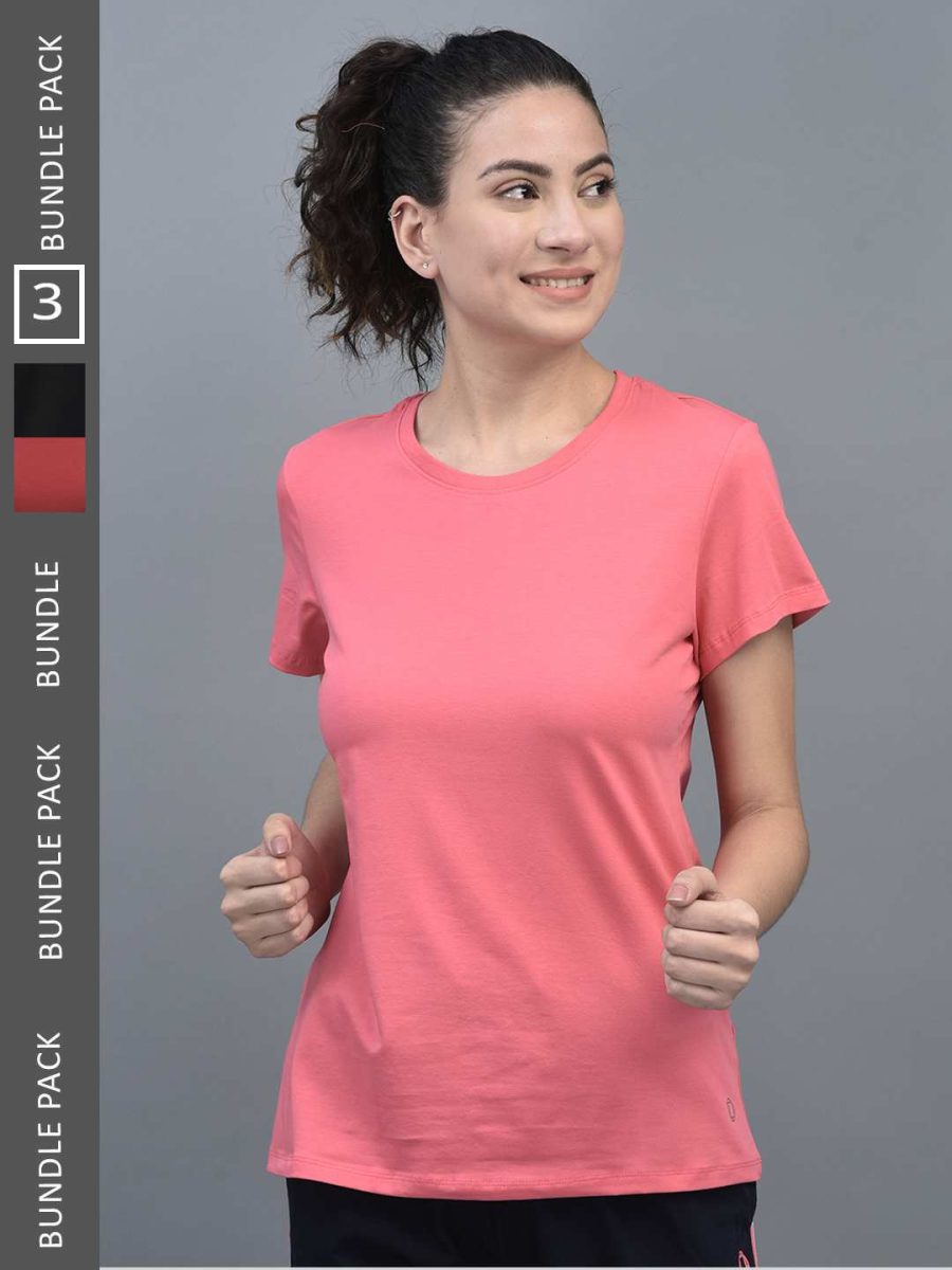 Dollar Women's Solid Stretchable Cotton Round Neck Tshirt