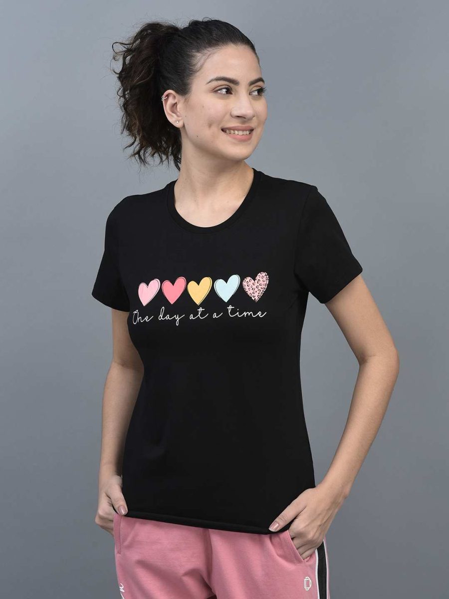 Dollar Women's Printed Stretchable Cotton Round Neck Tshirt